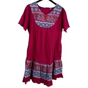 National House Patio Dress Pink PS Crinkle Texture Muumuu Pullover Artsy Boho
